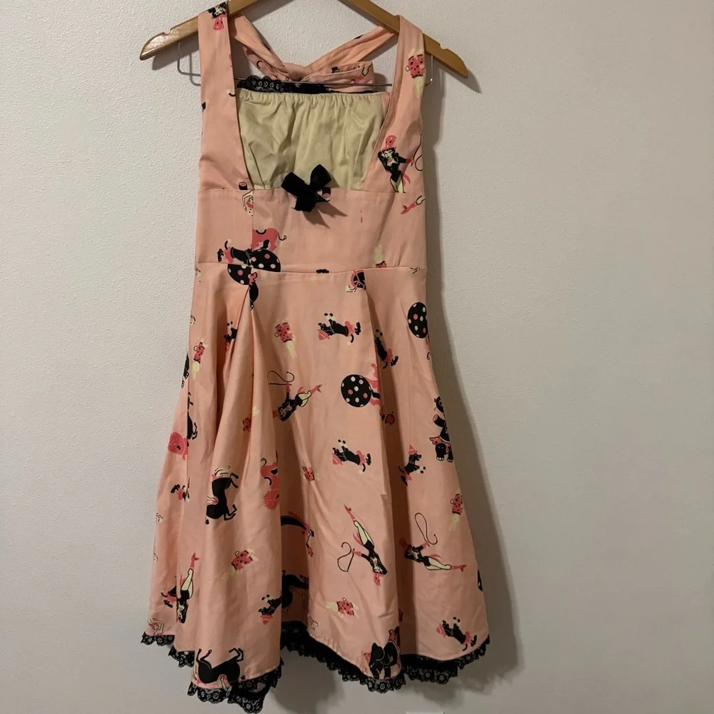 Pinup Couture Ginger Pink Circus Print Dress Black Lace Rockabilly Retro USA-M - Picture 2 of 9